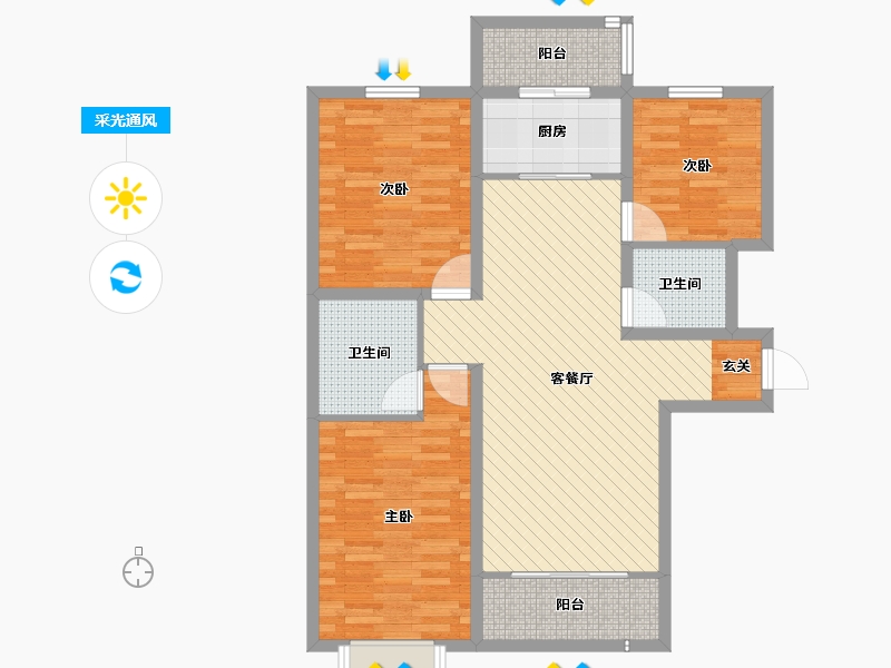 山西省-大同市-中央公园-93.58-户型库-采光通风