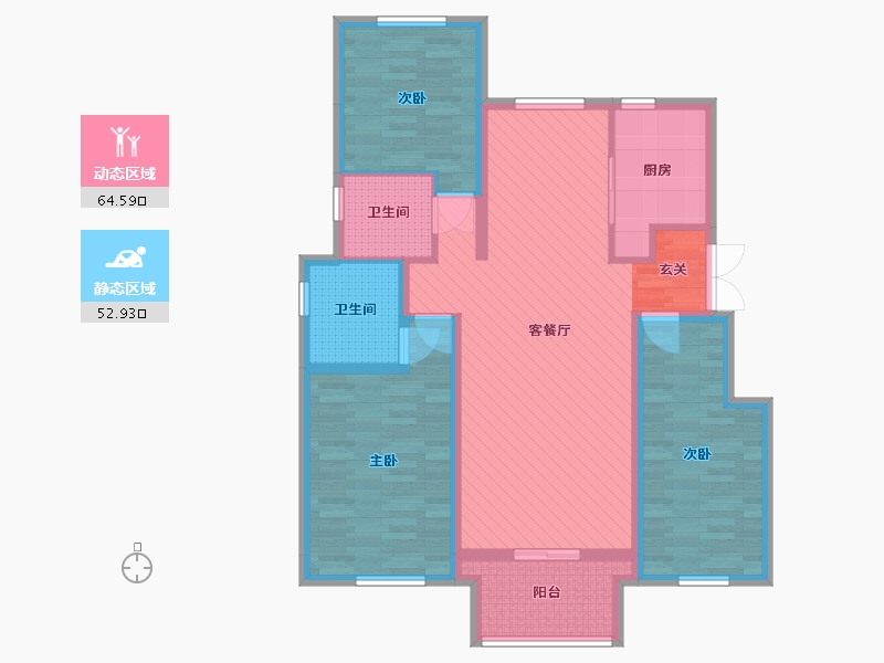 河南省-信阳市-固始颐和锦绣花园-103.70-户型库-动静分区