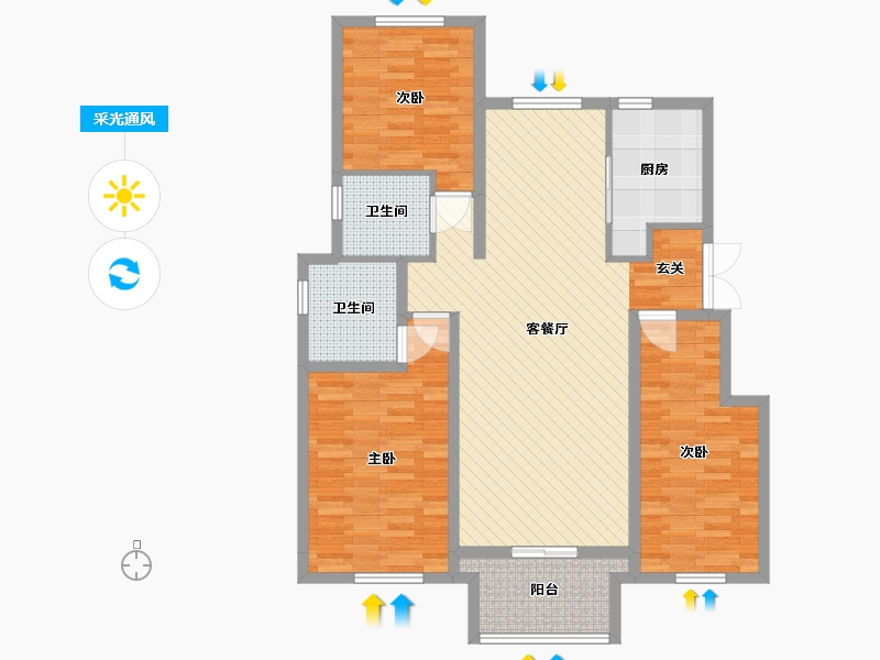 河南省-信阳市-固始颐和锦绣花园-103.70-户型库-采光通风