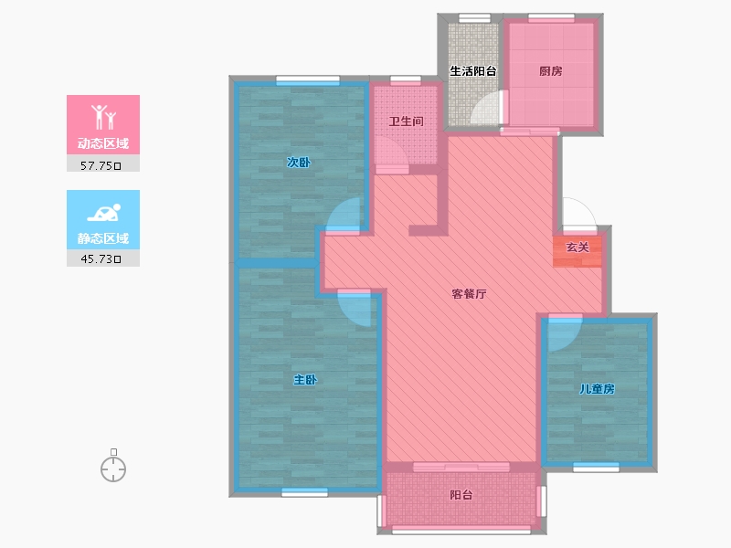 甘肃省-金昌市-龙首壹号-93.60-户型库-动静分区