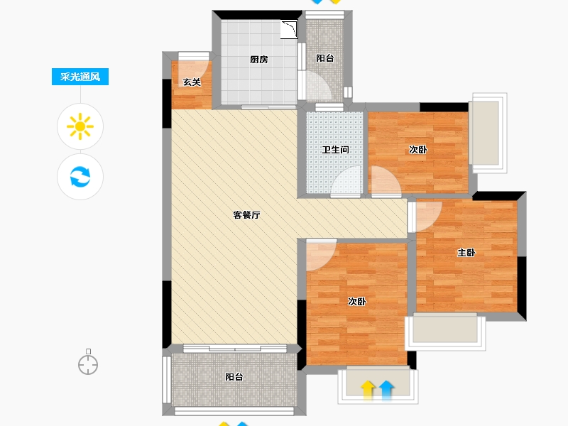 广东省-清远市-碧琇家园-71.18-户型库-采光通风