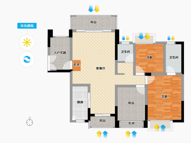 广西壮族自治区-柳州市-东岸御景-94.53-户型库-采光通风