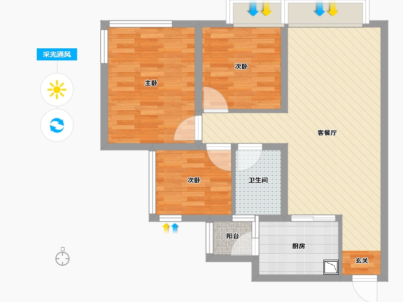 四川省-成都市-首创.娇子一号-64.18-户型库-采光通风