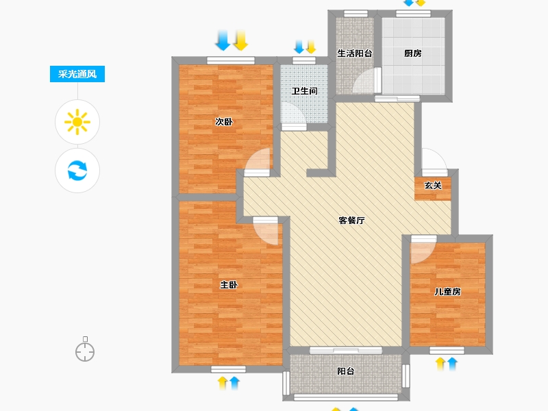 甘肃省-金昌市-龙首壹号-93.60-户型库-采光通风