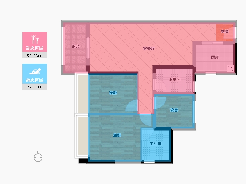 广东省-广州市-亚运城天峯I期01户型-79.12-户型库-动静分区