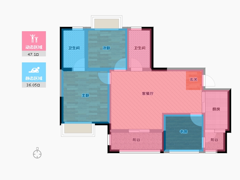 四川省-成都市-洲际亚洲湾-70.82-户型库-动静分区