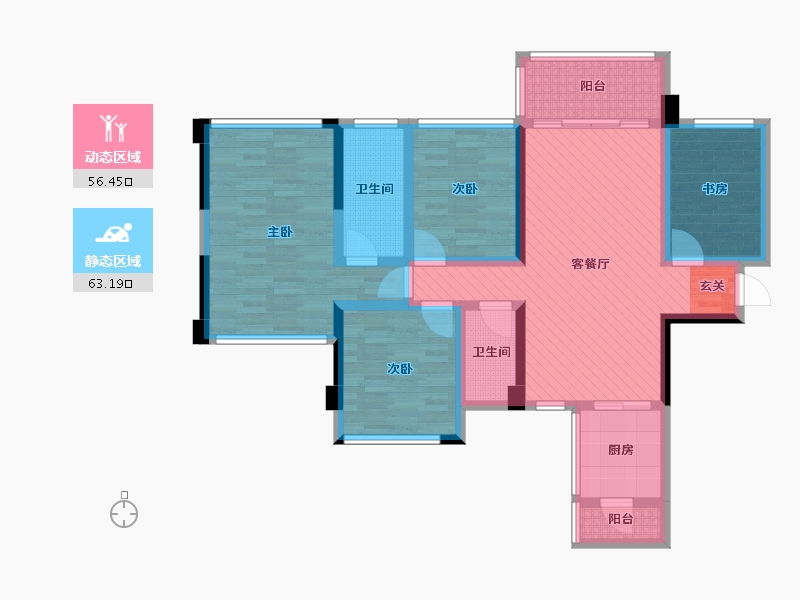 广西壮族自治区-钦州市-华元・奥林华府-102.98-户型库-动静分区