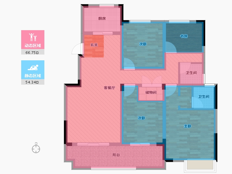 安徽省-宣城市-南华东郡一品-104.88-户型库-动静分区