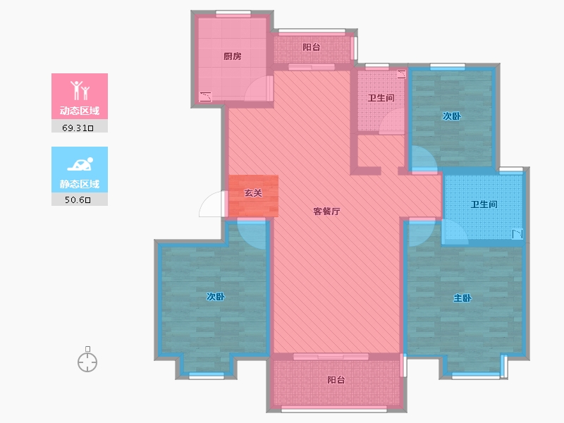 甘肃省-兰州市-瑞玲雅苑-104.57-户型库-动静分区