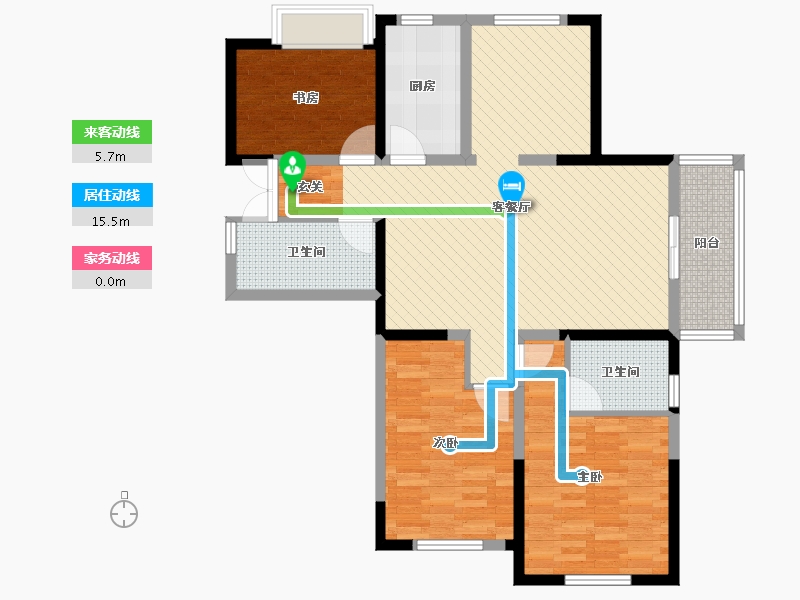 河南省-信阳市-六号公馆-103.25-户型库-动静线