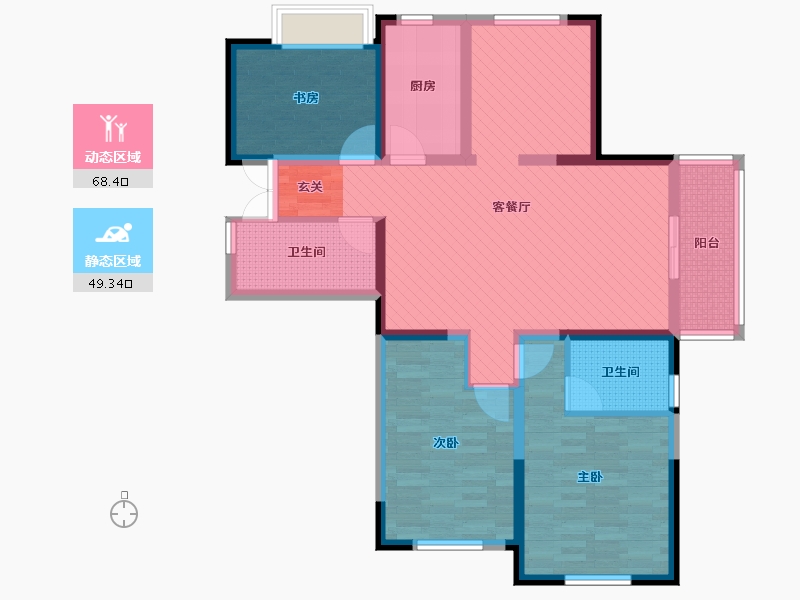 河南省-信阳市-六号公馆-103.25-户型库-动静分区