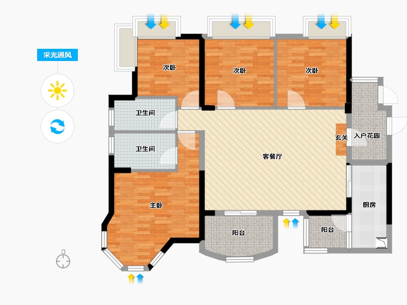 广东省-广州市-碧桂园豪园-112.07-户型库-采光通风