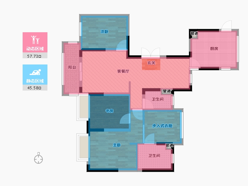 北京-北京市-清芷园-21号楼-90.00-户型库-动静分区