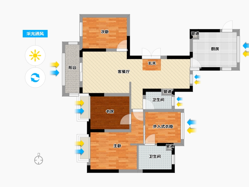 北京-北京市-清芷园-21号楼-90.00-户型库-采光通风