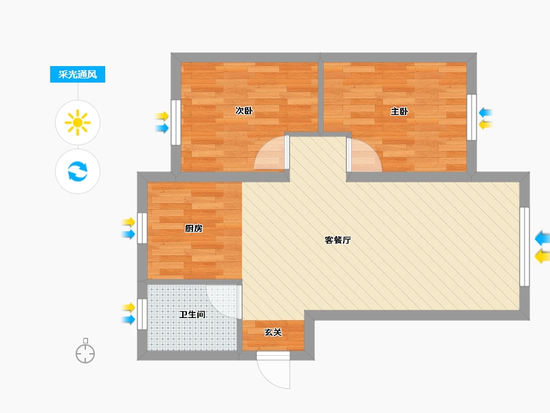 辽宁省-大连市-大连康馨一品-55.27-户型库-采光通风