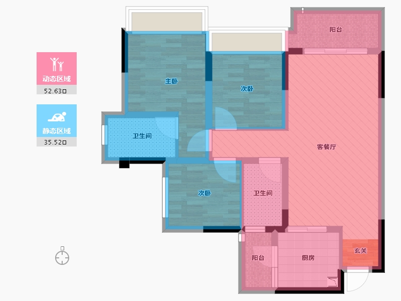 重庆-重庆市-九龙花园东郡-75.62-户型库-动静分区