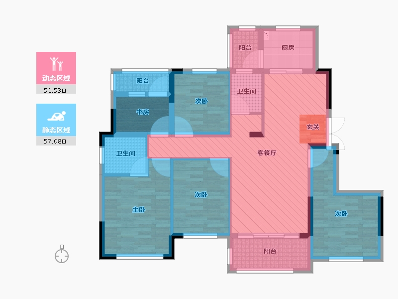 湖南省-长沙市-澳海澜庭-93.60-户型库-动静分区