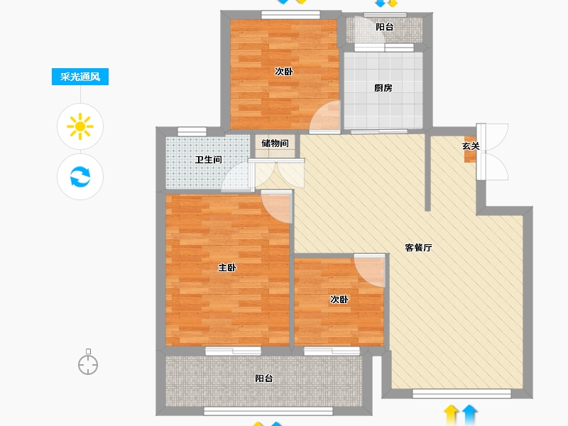 江苏省-苏州市-东湖林语-78.00-户型库-采光通风