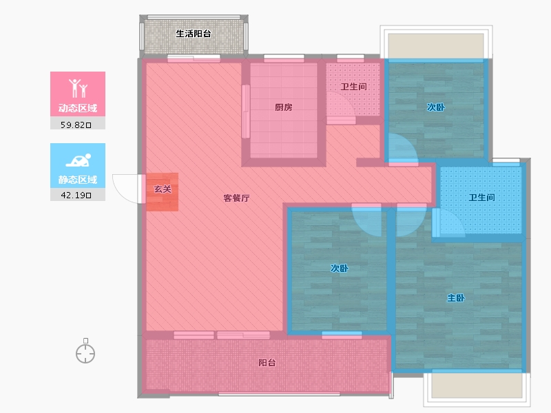 湖南省-湘潭市-星舟爱琴海-90.89-户型库-动静分区