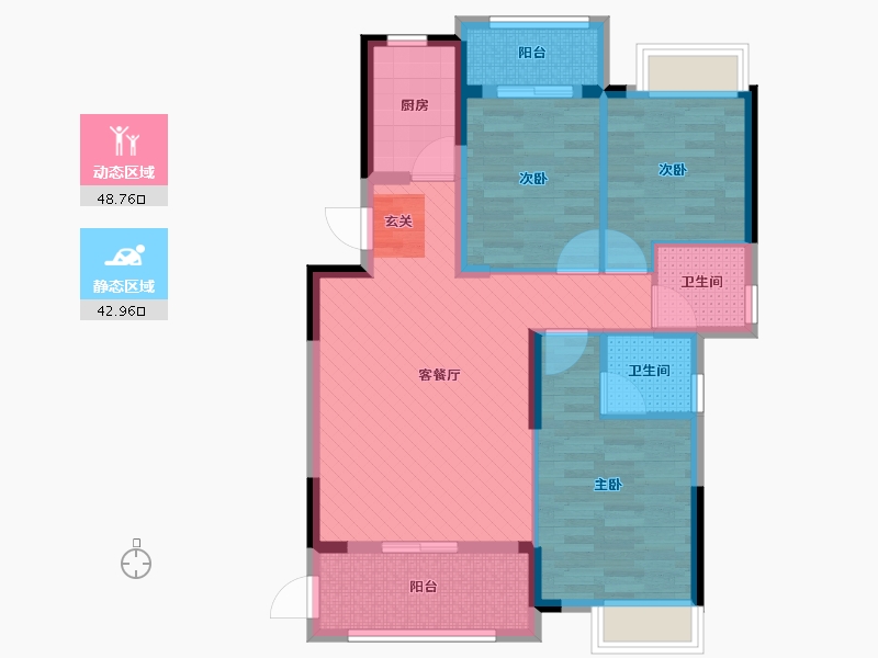 福建省-三明市-绿洲嘉园-80.33-户型库-动静分区