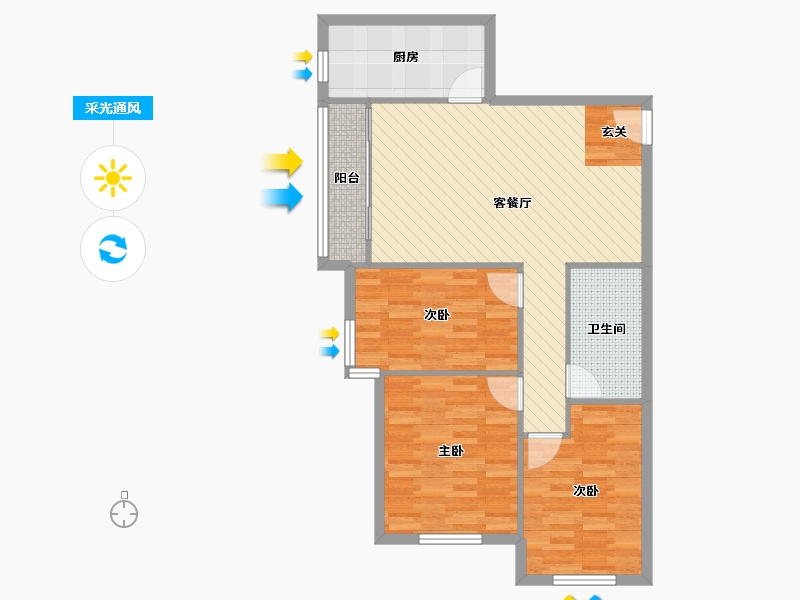 山东省-青岛市-星河嘉园-85.62-户型库-采光通风