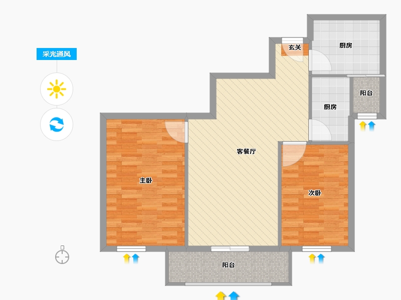 北京-北京市-东风家园-72.85-户型库-采光通风