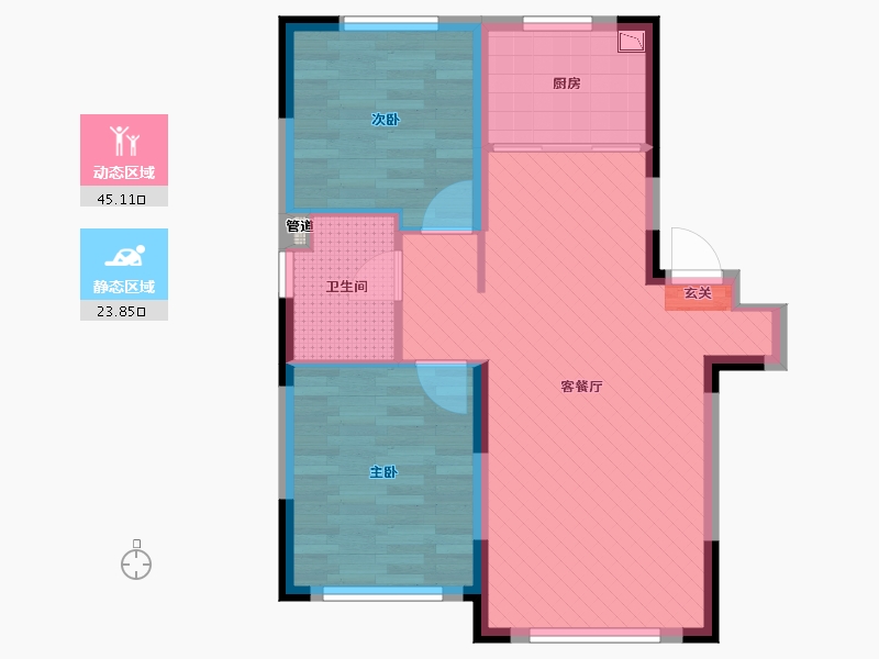 吉林省-长春市-中海寰宇天下锦城电梯洋房-61.54-户型库-动静分区