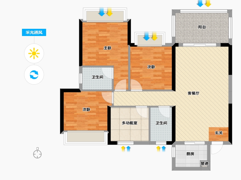 广西壮族自治区-南宁市-盛天东郡-93.35-户型库-采光通风