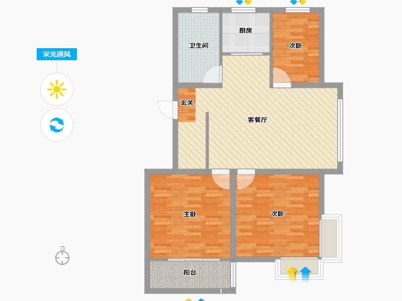 山东省-威海市-东骏阅山-87.35-户型库-采光通风