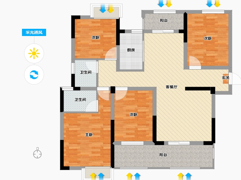 江西省-赣州市-佳兴文峰花园-104.12-户型库-采光通风