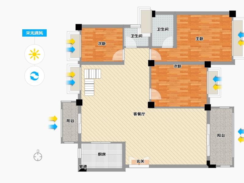 广东省-东莞市-景湖时代城-120.80-户型库-采光通风