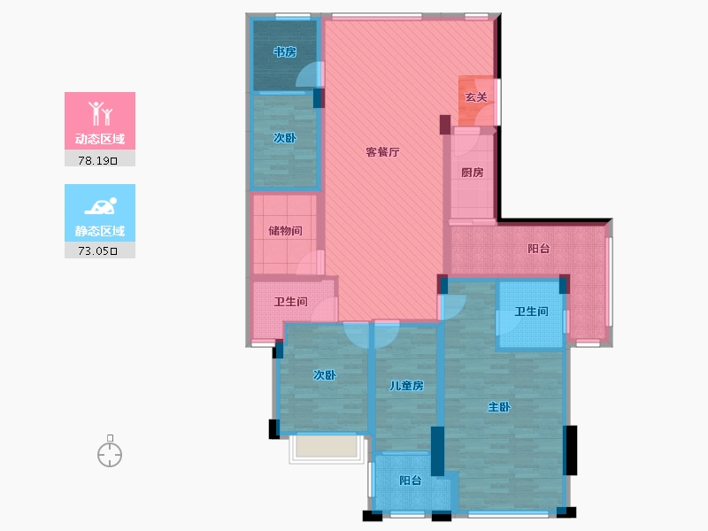 云南省-昆明市-盛高大城-132.96-户型库-动静分区