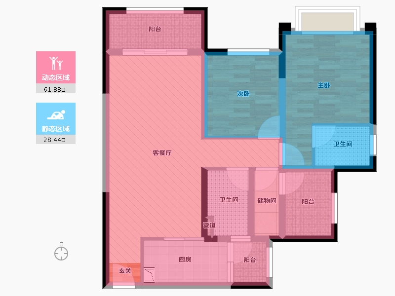 重庆-重庆市-金科黄金海岸-77.56-户型库-动静分区