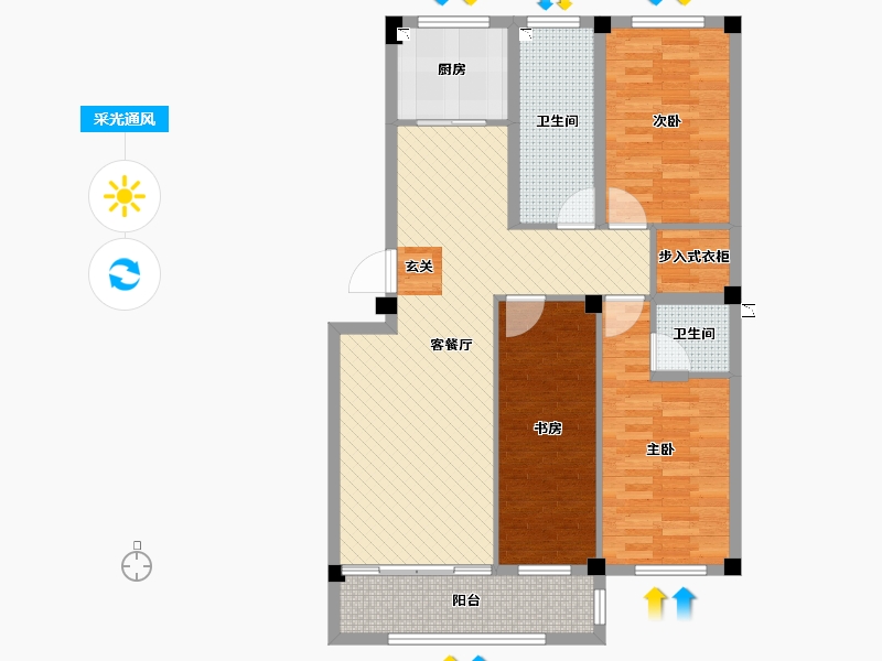 山东省-威海市-富润苑-96.13-户型库-采光通风