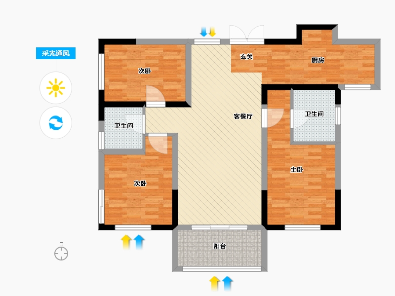 四川省-广安市-瑞鼎君悦-87.82-户型库-采光通风