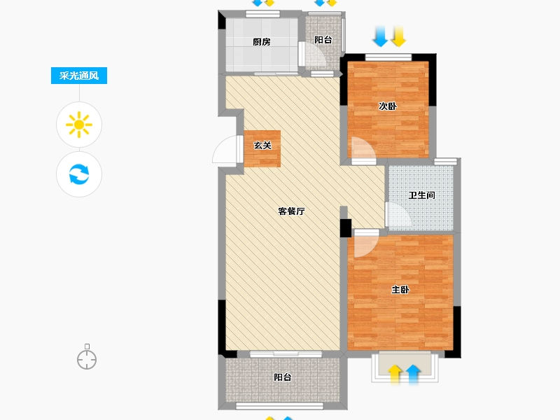 山东省-枣庄市-鑫佳玫瑰园-81.67-户型库-采光通风