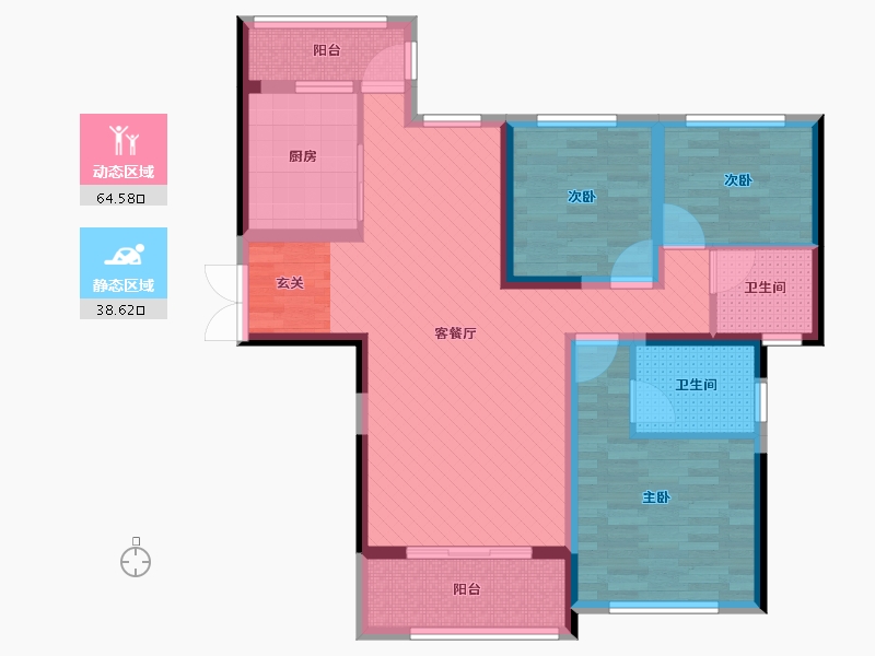 陕西省-西安市-紫薇东进-89.47-户型库-动静分区