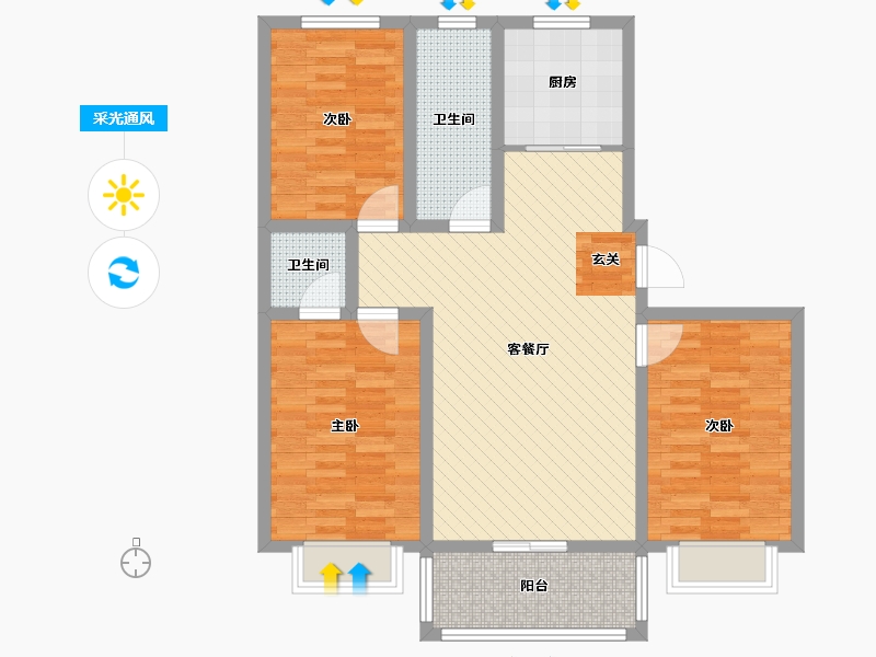 河北省-邯郸市-临漳.城市阳光-92.93-户型库-采光通风