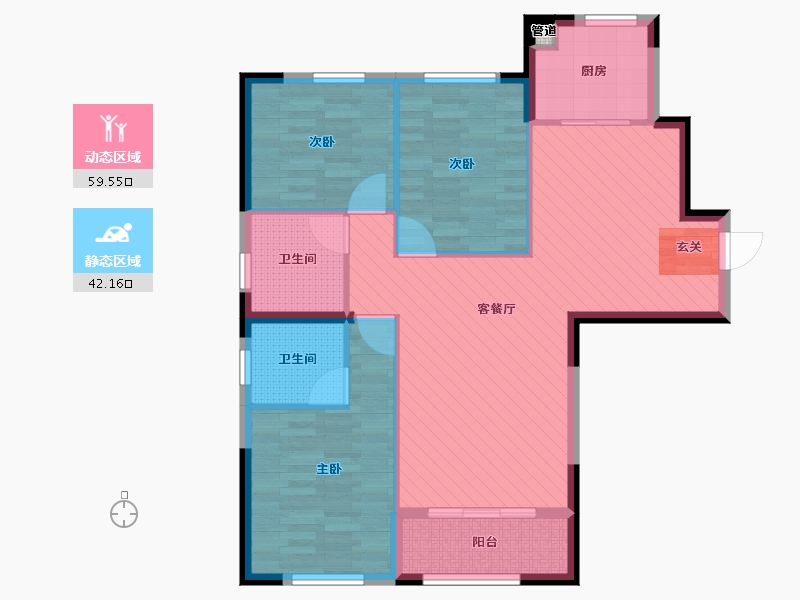 湖北省-武汉市-蓝湾御景-91.13-户型库-动静分区