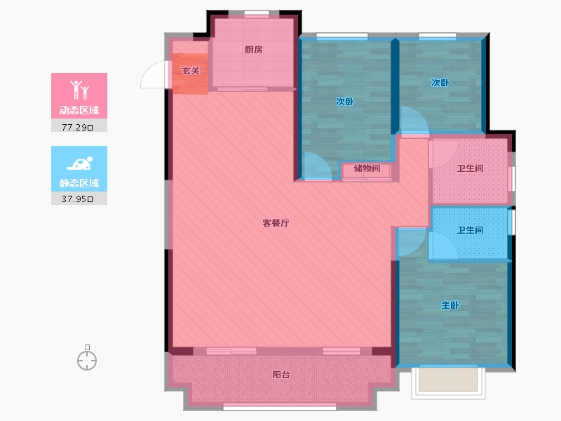 安徽省-宣城市-宣城市宣州区中梁壹号院-102.34-户型库-动静分区