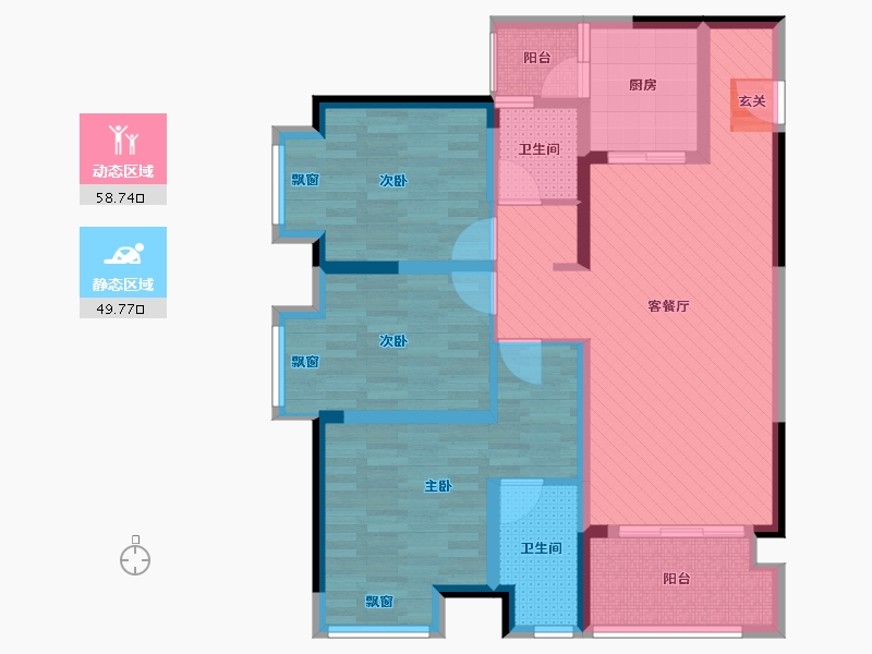 重庆-重庆市-融汇半岛观江-94.39-户型库-动静分区