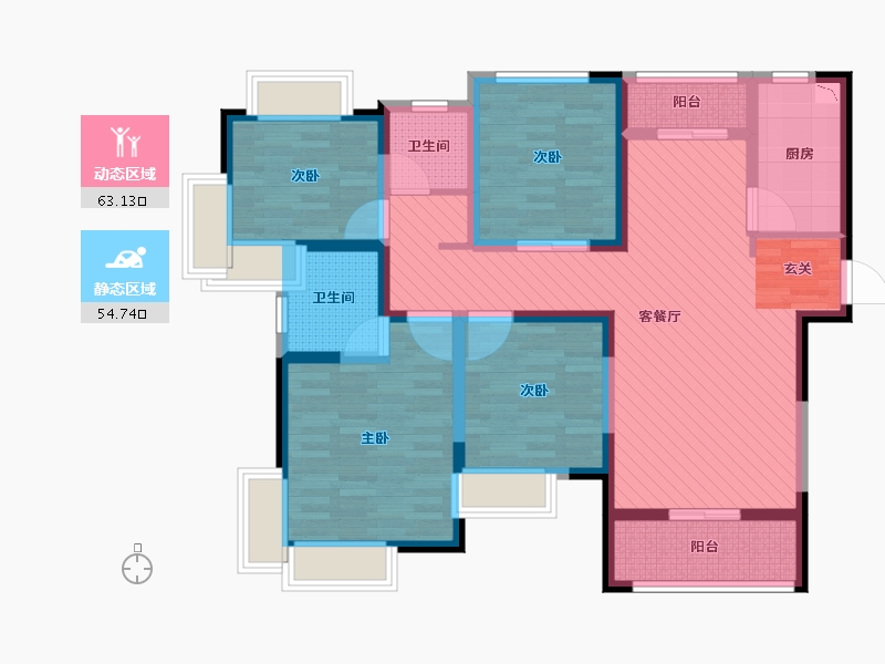 江苏省-苏州市-万业湖墅金典-101.60-户型库-动静分区