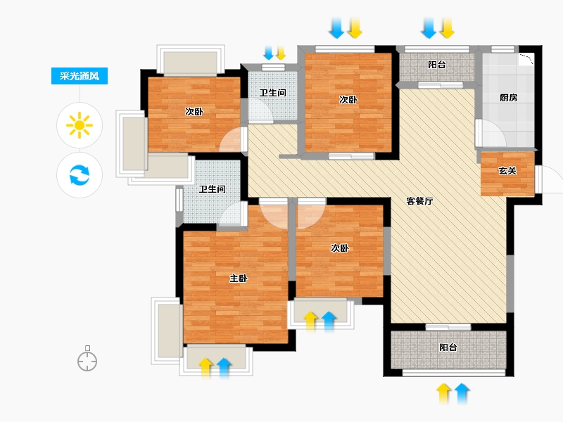 江苏省-苏州市-万业湖墅金典-101.60-户型库-采光通风