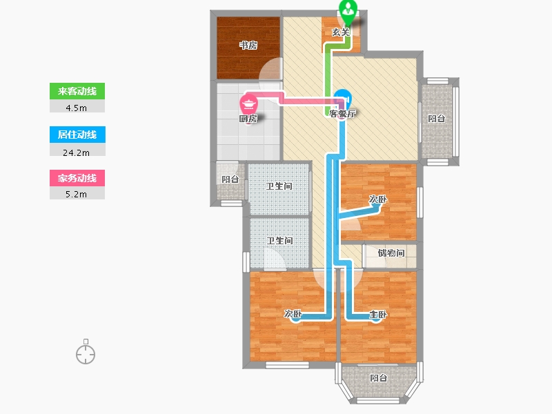 浙江省-杭州市-新德雅公寓-88.06-户型库-动静线