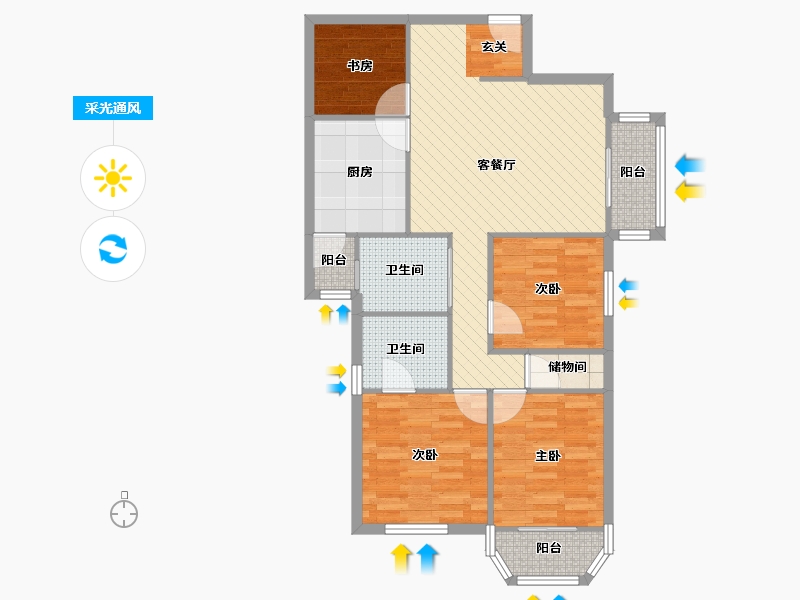 浙江省-杭州市-新德雅公寓-88.06-户型库-采光通风