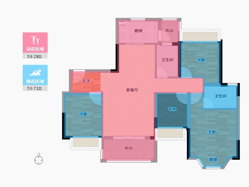 四川省-成都市-龙湖三千庭-96.40-户型库-动静分区