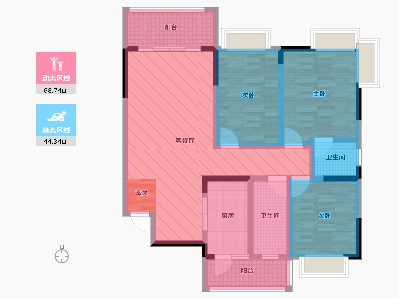 湖南省-衡阳市-白沙雅筑-97.66-户型库-动静分区