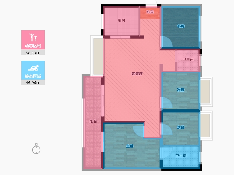 海南省-海口市-绿地海德公馆-91.60-户型库-动静分区