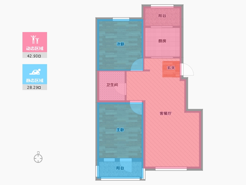 辽宁省-鞍山市-宝居朗庭国际-62.22-户型库-动静分区