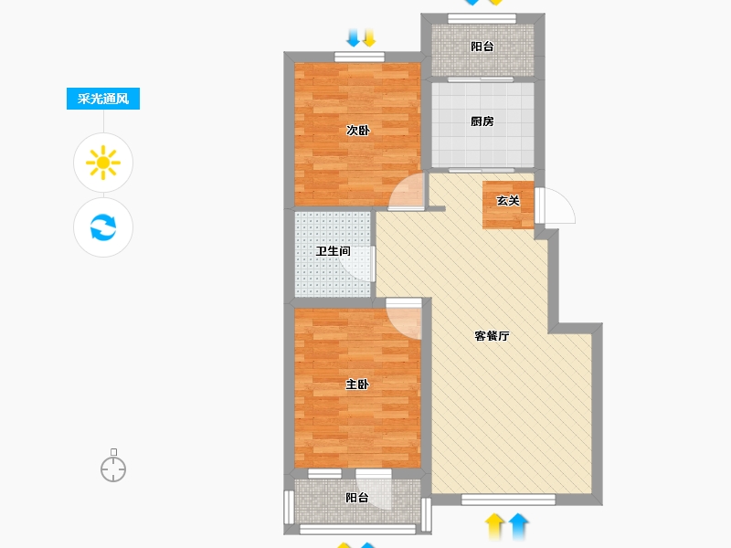 辽宁省-鞍山市-宝居朗庭国际-62.22-户型库-采光通风